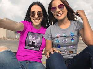 two-beautiful-girls-wearing-round-neck-tees-mockup-while-outdoors-a16907kuv superpower & crystal merch
